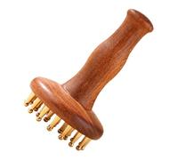 Veemoon Sandalwood and Brass Massage Brush with Ergonomic Handle for Meridian Stimulation Scalp Pressure Relief and Full Body Relaxation Suitable for Busy Lifestyles at Home and Office
