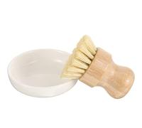 Veemoon Scrub with Ceramics Holder Kitchen Wooden Cleaning Scrubbers Set Palm Pot Dish Brush for Bathroom Sink Washing Cast Iron Pan