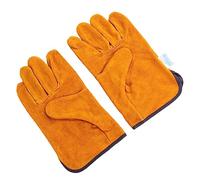 Veemoon Short Full Cowhide Leather Protective Gloves for Welding Work Heat Insulation Scald Gloves for Barbecue Furnace Handling