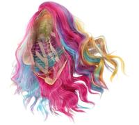 Veemoon Short Rainbow Colored Curly Cosplay Wig for Women Lightweight Synthetic Mermaid Style with Wavy Texture Comfortable Cap for Halloween Party and Festival Wear