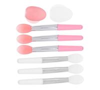 Veemoon Silicone Lipstick Applicator Brush Set with Semi- Heads and Ergonomic Handle for Accurate Lip Color and Lip Treatment Application, 2 Sets for Fashion-conscious Women