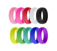Veemoon Silicone Wedding Rings Set in Rainbow Candy Colors 10pcs 8mm Practical and Creative Alternative to Metal Rings Random Color for Men and Women, for Swimming and Manual Labor