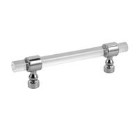 Veemoon Silver Acrylic Zinc Alloy Cabinet Pull 128mm Hole Distance Handle | Universal Fit for Furniture Drawers and Wardrobes, Smooth Rounded Surface, Quick Upgrade for Office Renovation