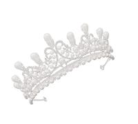 Veemoon Silver Diamond Pearl Crown Tiara Bridal Headdress with Shining Imitated Pearls Elegant Wedding Hair Accessory for Bride Party Prom Anniversary
