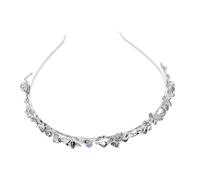 Veemoon Silver Moonstone Metal Headband Sparkling Rhinestone Party Hair Accessory for Bride Wedding Guest Durable Lightweight Elastic Wedding Headdress