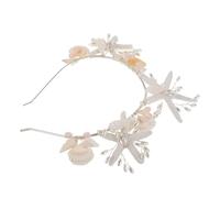 Veemoon Silver Pearl Hairband Beach Wedding Headpiece Simulated Shell Hair Jewelry Headband for Wedding Bridal Headband Hairstyle Headwear Hair Bands Metal Plastic White