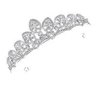 Veemoon Silver Rhinestone Bridal Tiara Crown Lightweight Wedding Headdress for Brides and Princess Parties Charming Alloy Headpiece for Birthday Festival and Cosplay Events