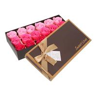Veemoon Simulated Rose Soap Flowers 18pcs Box Floral Scented Bath Soap Set Gradient Pink Flower Ornaments for Valentine’s Day Wedding