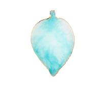 Veemoon Sky-blue Leaf Shaped Manicure Nail Palette with Gold Edge Resin Nail Art Display Plate for Professional Painting and Manicure Use