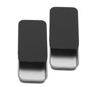 Veemoon Slide Top Tinplate Storage Boxes 2pcs 80x50x15mm Matte Black Metal Organizer Tins with Lids for Small Candy, Craft Supplies and Toothpick Storage in Home and Office