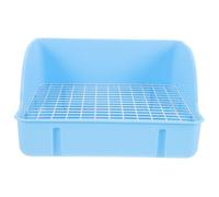 Veemoon Small Animal Litter Box with Steel Wire Base, Anti-splash Rabbit Potty Tray, Blue Plastic Pet Toilet for Guinea Pigs and Hamsters, Suitable for Indoor Use and Corner Placement