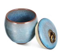 Veemoon Small Ceramic Pet Urn 70ml with Crackle Glaze for Dog and Cat Ashes, Keepsake Memorial Box Included, Suitable for Small Pets, Accessory Color and Style Color