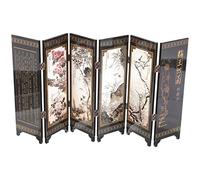Veemoon Small Chinese Lacquer Screen Room Divider Folding Decorative Screen Home Decor Flexible Bracket