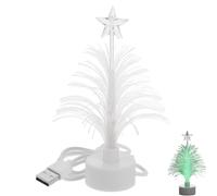 Veemoon Small LED Christmas Tree for Car Dashboard, Usb Powered Fiber Optic Xmas Tree Ornament Color Changing Table Light Mini Christmas Decor for Bedroom, Office, Party Favor, Car, 4.91X4.91X2.55in