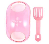 Veemoon Small Pet Sand Bath House with Scoop for Hamster and Chinchilla, Plastic Bathroom Container in Pink, Suitable for Small Animals’ Bathing and Digging Activities Random Color