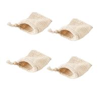 Veemoon Soap Net Bags Lightweight 4pcs with Drawstring Cotton and Linen Exfoliating Small Mesh Soap Pouches for Bathing and Traveling