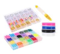 Veemoon Soft Clay Beads Kit for Jewelry Making DIY Bracelet Necklace Supplies with Colorful Round Bohemian Style Beads and Alphabet Letters Smooth Surface Safe for Crafting Accessories