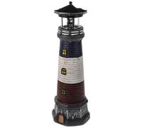 Veemoon Solar Garden Lighthouse with Rotating Beacon, 37.5Cm Resin Outdoor Lawn Statue, Solar LED Light for Path and Garden