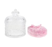 Veemoon Sponge Makeup Setting Puff round High Density Fiber Face Powder Puff Washable Reusable Glass Jar for Dusting Body Makeup Applicators