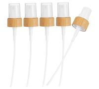 Veemoon Spray Heads Secure Seal Pump Dispensers for Bottles 5pcs with Bamboo Finish and Pp Material Universal Fit 1.5 Threads Turn for Cosmetics Bottles, for Delicate Skincare