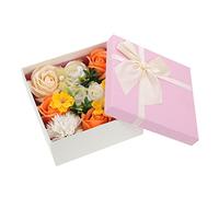 Veemoon Square Soap Flower Box with Realistic Rose Durable Material Decorative Soap Rose for Mother Day and Valentines Beautiful Yellow Floral