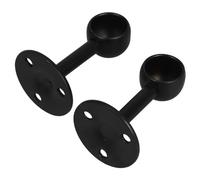 Veemoon Stainless Steel Black Flange Bracket Round Head Ceiling Bracket Holder with Slip Towel High Foot Closet Pole Socket Support for Wardrobe Rods Durable Modern Curtain Rod