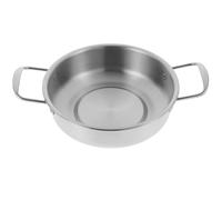 Veemoon Stainless Steel Cooking Pot with Double Handles Nonstick Surface Stock Pan for Korean Ramen Seafood and Stir Fry Easy-Clean Kitchen Frying Pan for Home Use