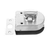 Veemoon Stainless Steel Floor Lock for Frameless Glass Doors with Twist Knob, No-Drill Clamp-on Ground Bolt Lock for Sliding Bathroom and Shop Entryway