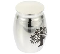 Veemoon Stainless Steel Pet Cremation Urn with Smooth Surface and Convenient to Carry Design, Silver Mini Ashes Storage Box for Memorial and Funeral Use