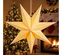 Veemoon Star Shaped Paper Lampshade Decoration 17.7 Inch Hollow Out 3D Paper Star Lantern for Christmas Festival Wedding Party Wall Window Hanging Indoor Lighting