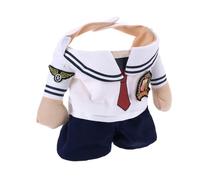 Veemoon Sturdy Pet Dog Sailor Costume Navy Suit with Sailor Hat for Small Dogs Bichon Frise and Poodle, Easy Care Cloth Material, for Christmas Cosplay in Size L