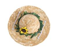 Veemoon Sunflower Hat for Small to Medium Dogs and Cats Summer Breathable Woven Hat with Sun Protection for Outdoor and Party Use