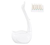 Veemoon Swan Toilet Brush Set Holder Replacement Cleaning Pads White Creative Swivel Handle Brush Deep Corner and Crevice Cleaning