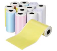 Veemoon Thermal Printing Paper 5 White Rolls + 6 Colored Mini Printer Stickers Pink Blue Yellow + 5 Regular Paper Rolls for Mini Pocket Printer Office Use