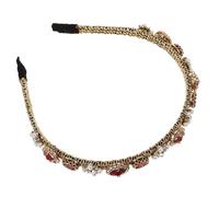 Veemoon Thin Edge Headband Pearls and Water Diamonds Gold Wire Wrapped Decorative Headdress for Women Chic Hair Accessory for Wedding Guest Everyday Wear