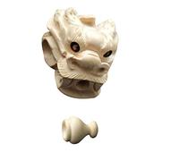 Veemoon Three-Dimensional Boxwood Dragon Head Pendant Fine Workmanship and Smooth Surface, for DIY Keyring Or Anklet Accessories in Jewelry Making Crafts