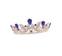Veemoon Tiara Crown Headpiece Wedding Bridal Baroque Rhinestone Alloy Hair Accessory for Women Girls (Blue)