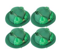 Veemoon Top Hat Hair Clips Hair Accessories Green 4pcs with Shamrock Bow Lightweight and Comfortable All-day Wear for St Patrick's Day Party for Costume Tea Party and Holiday Festival
