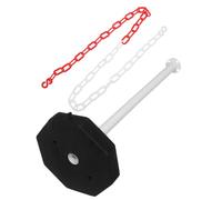 Veemoon Traffic Safety Bollard Post with Adjustable Plastic Chain and Weatherproof Base, Parking Barrier for Industrial Driveways and Roadworks, 3.3Ft Set