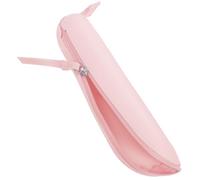 Veemoon Travel Makeup Brush Organizer Lightweight Silicone Holder with Zipper Ergonomic Design Prevents Falling Portable Cosmetic Storage Bag for Women Stylish Pink Case Go Use