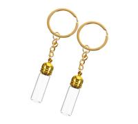 Veemoon Travel Perfume Bottle Keychain 2pcs Large Glass Vials Refillable Mini Scent Containers with Gold Acrylic Caps for On-the-go Fragrance