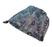 Veemoon Travel Teacup Storage Bag Drawstring Pouch Satin Single Cup Holder Portable Blue Gold Phoenix Tail Tea Set Container for Travel and Outdoor Use