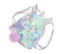 Veemoon Unicorn Backpack with Sequins, Lightweight Polyester PU Travel Bag | School Season Decor, Plush Ball Accessory, Wipe-clean Surface, Fits Snacks and School Supplies