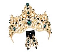 Veemoon Unique Bridal Crown Tiara Set Ear Clip Rhinestone Headdress for Wedding Party Daily Life
