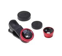 Veemoon Universal 3-in-1 Phone Camera Lens Kit Fisheye Wide Angle Macro Lens Clip-on for Smartphones Compatible and Portable Red Mobile Camera for Travel and Photography