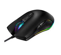 Veemoon Usb Gaming Mouse 7 Keys Wired Optical Mouse for Pc and Laptop Rgb Backlit Glowing Logo Matte Black Usb Plug-and-play for Competitive Gaming Random Color