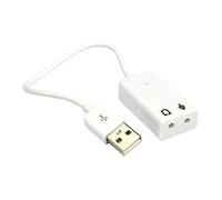 Veemoon USB Sound Card Adapter with Cable Line, USB Bus-Powered Virtual 7.1 Channel Audio Adapter for Notebook, Laptop and Headset, White Plastic