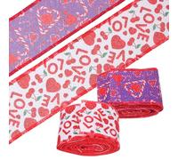 Veemoon Valentine's Day Ribbon with Wire Edge 2 Rolls 5 Yards Each 6.3Cm Wide Heart Pattern Ribbon for Wrapping DIY Crafts and Decor