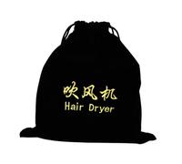 Veemoon Velvet Drawstring Hair Dryer Travel Bag for Hair Tool Storage Protective Pouch for Curling Iron and Accessories Portable Organizer for Jewelry and Sundries Black