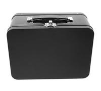 Veemoon Vintage Black Tinplate Lunch Box with Secure Lock Closure and Leakproof Design, Rectangular Metal Storage Box for School and Outdoor Activities